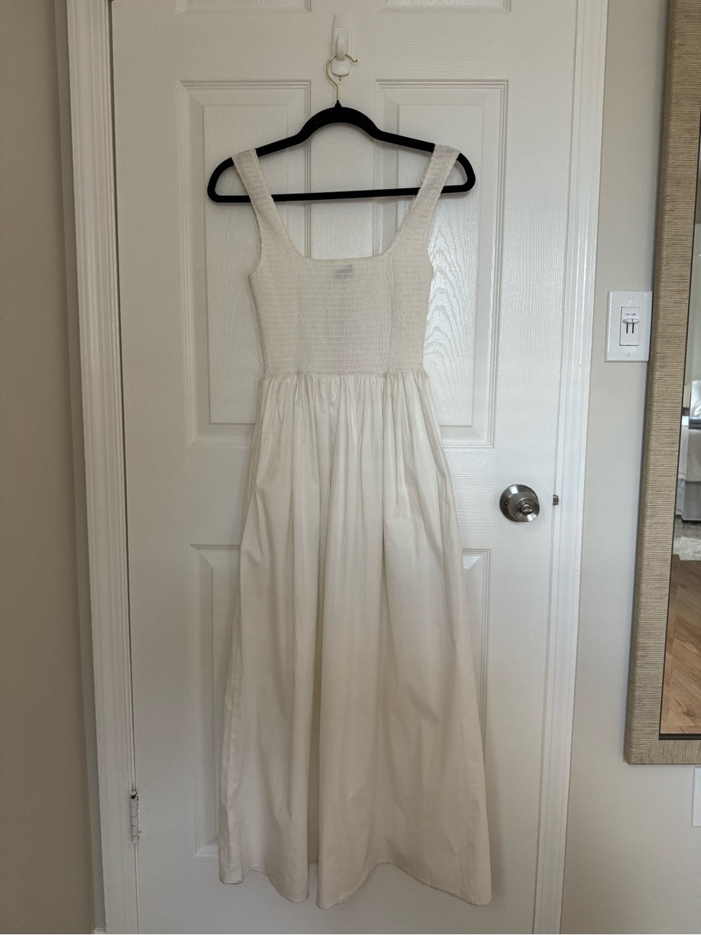 WAYF Smocked Square-Neck Dress - White